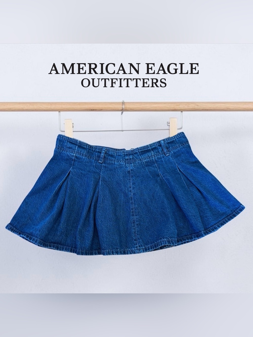 American Eagle, Mini Skort Denim Pleated, Size 6, Blue High Rise